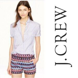 J CREW Shorts Cotton Pique Womens 00 XS Geometric Gemstone Print Pink A6430